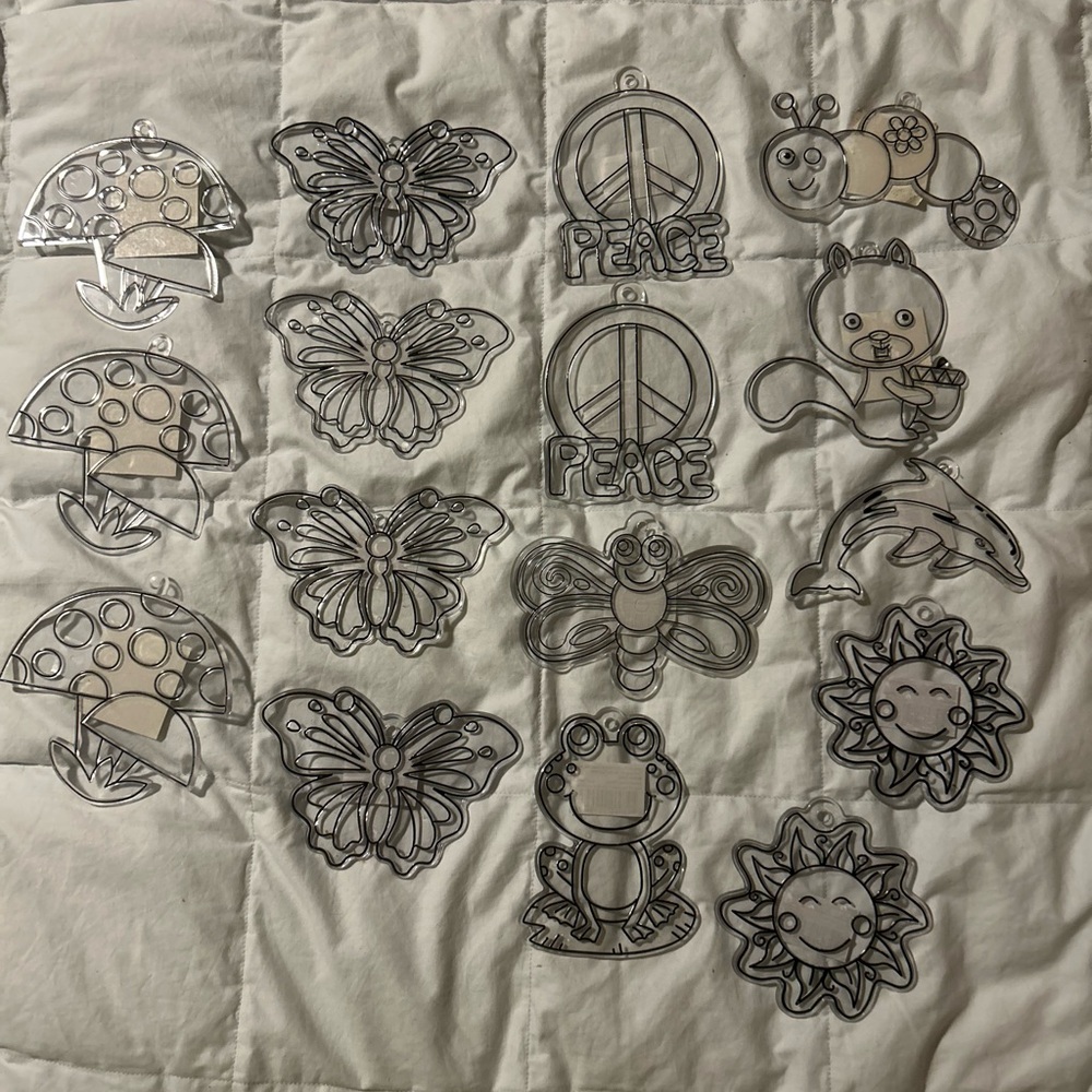 Coloring Suncatcher Set with Animal and Peace Designs